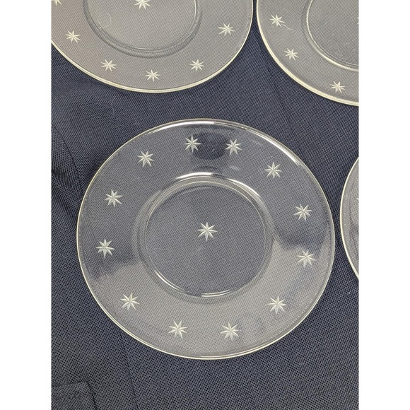 Other - Vintage Lot Of 4 Etched Clear Star 6" Plates MCM Retro